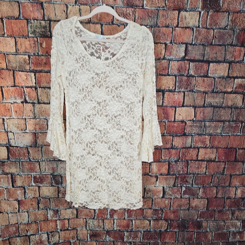 Elegant Cream Lace Women's Mini Dress
